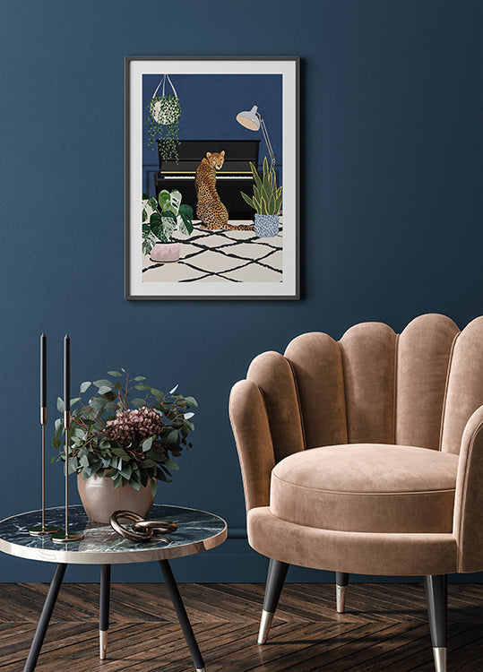 Cheetah speelt piano Poster