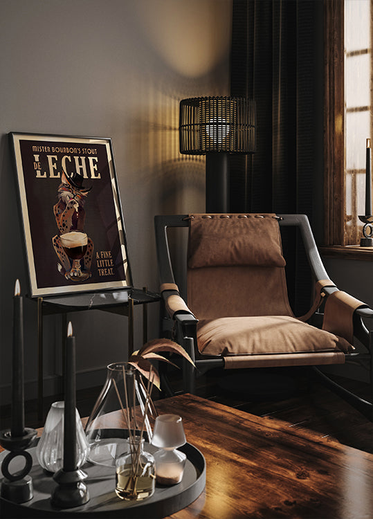 Bourbon De Leche Guinness stijl kat kunst poster