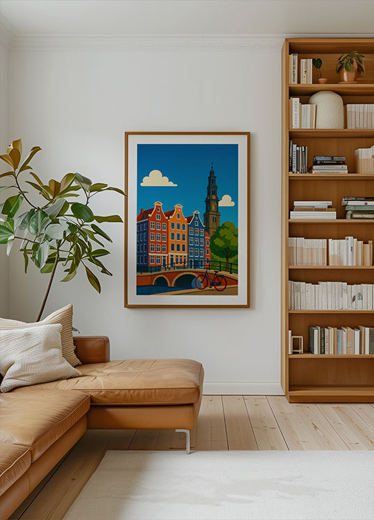 Amsterdamse gracht en fietsposter