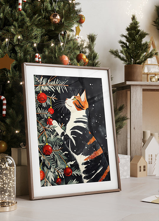 Katten zijn dol op de kerstboomposter
