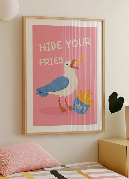 Poster met uitzicht op een rustig kustdorp