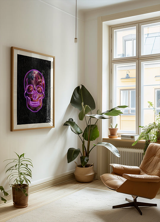 Neon Halloween-schedelposter