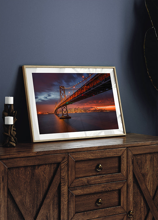 Bay Bridge bij nacht-poster