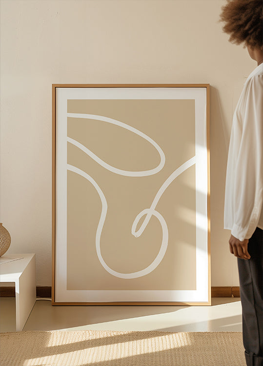 Beige lijnen 02 poster