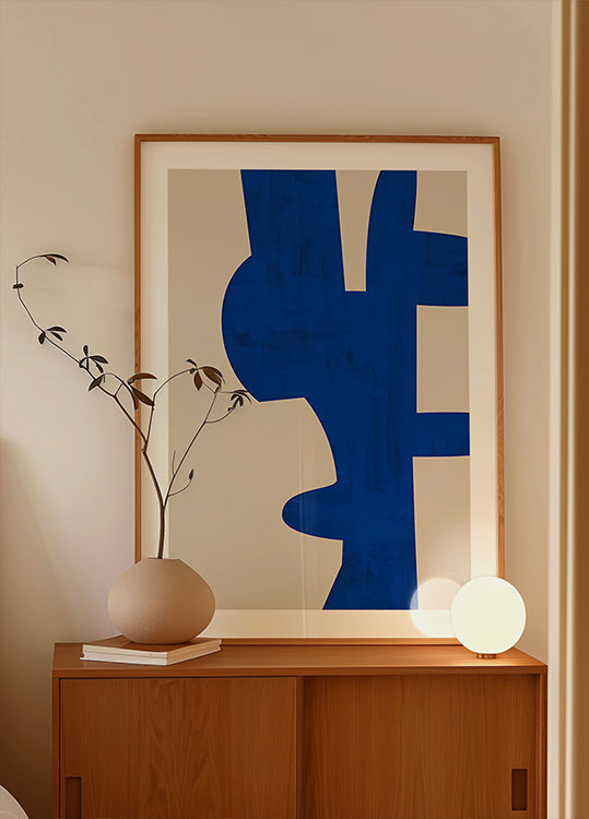 Schaduwen van blauwe poster
