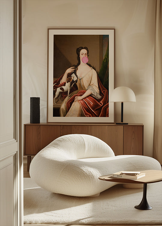 Renaissance kauwgomportret en hond/veranderde kunstposter