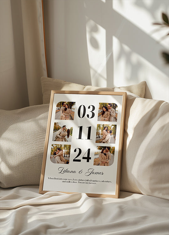 Verjaardagsdatum gepersonaliseerde fotocollageposter