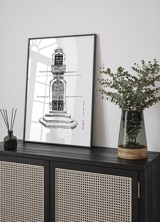 Portugal Portals City Drawing Plakat - Posterbox