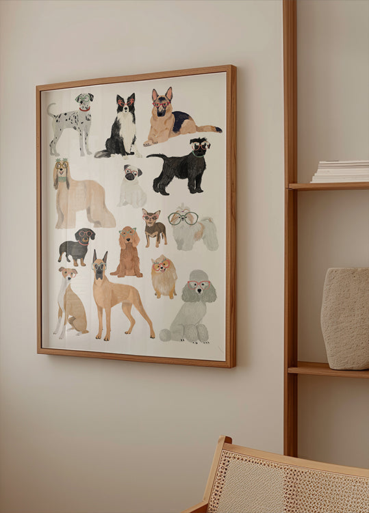Honden in glazen print poster