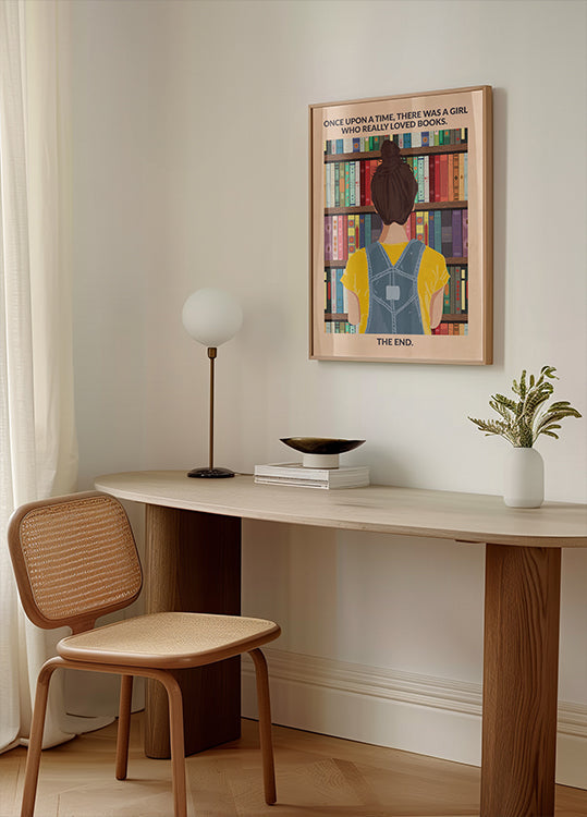Boek meisje (brunette) poster