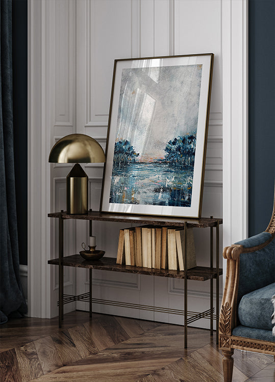 Winter blauwe poster