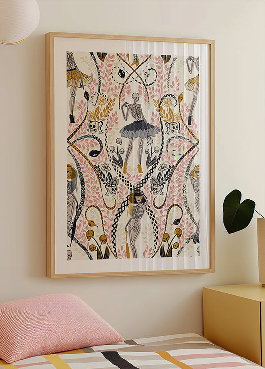 Gotische fashionista antiek wit patroon Poster