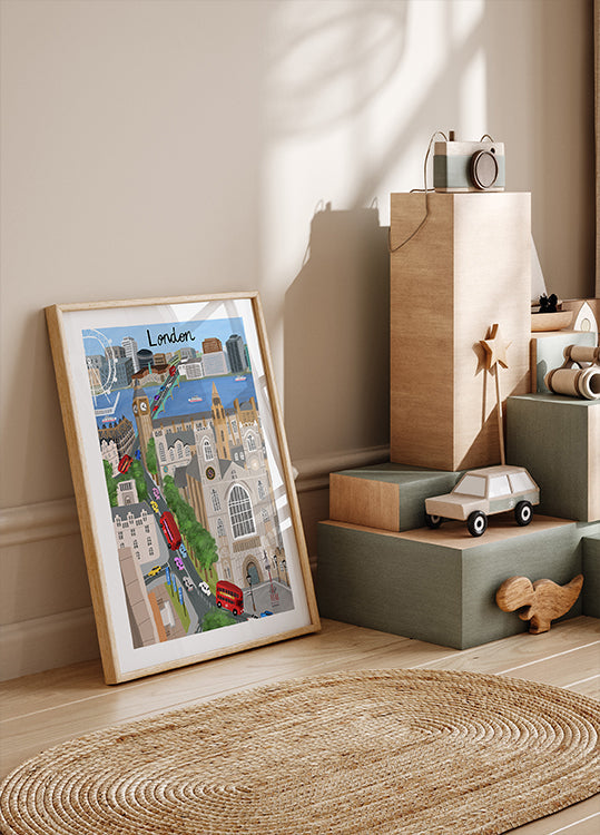 London City met uitzicht op de rivier de Theems en de Big Ben door kunstenaar Carla Daly Poster