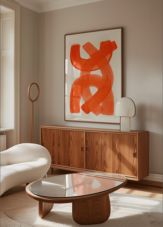 Oranje lijnen poster