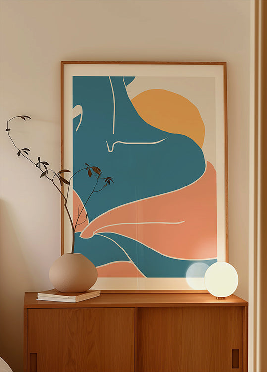 Blauwe schouderposter