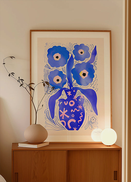 Blauwe bloemen Matisse eerbetoon poster