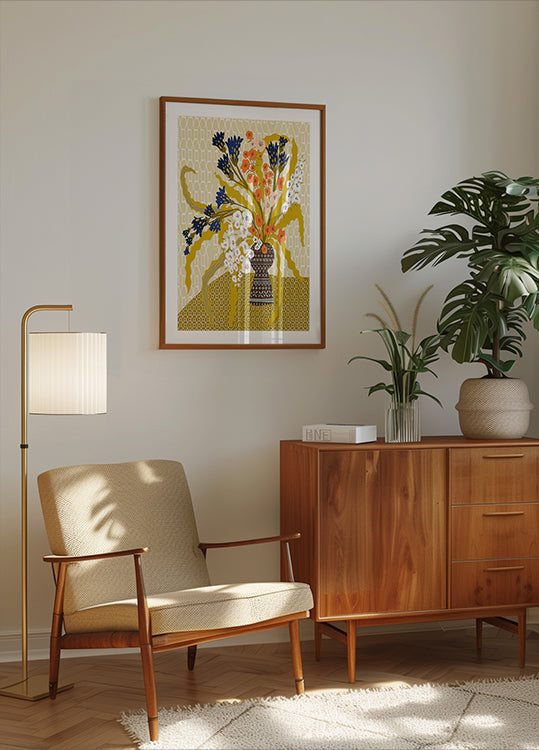 Floral Contemporary Still Life Mustard Yellow Plakat - Posterbox