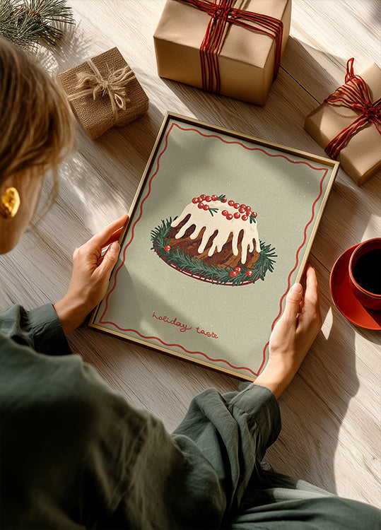 Kerst taart. Vakantie smaak poster
