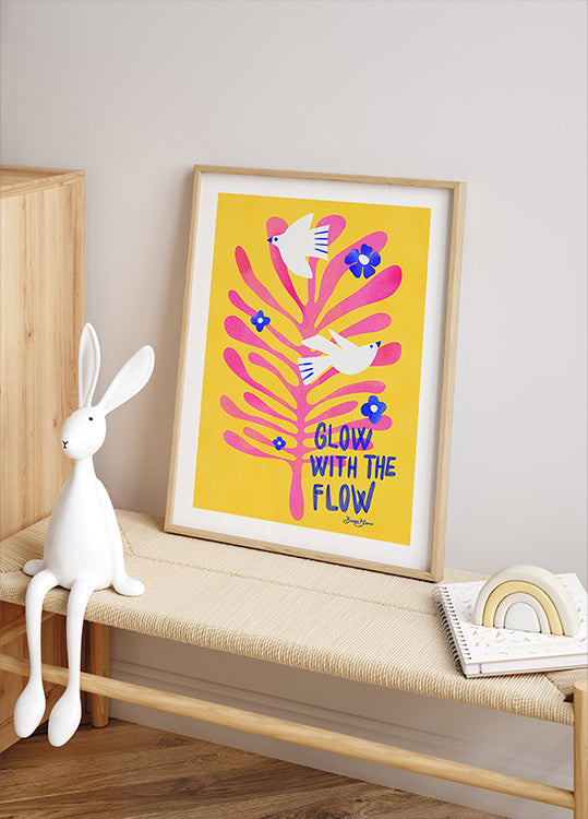 Vogels - Glow with the Flow roze poster