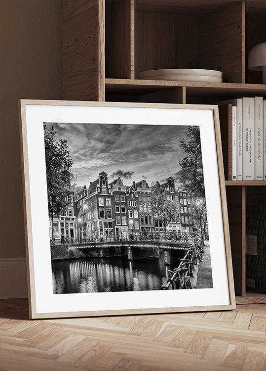 AMSTERDAM Idyllische impressie van Single - Monochrome Poster