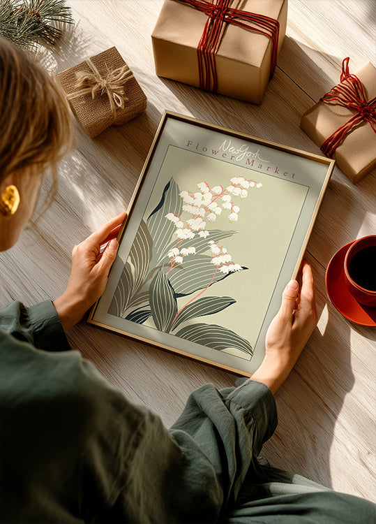 Bloemenmarkt New York Lelietje-van-dalen-poster