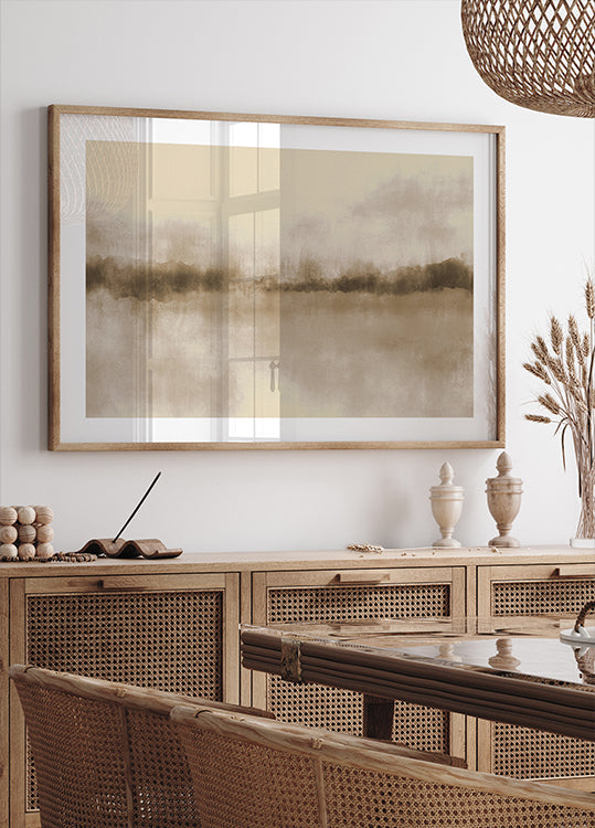 Abstract landschap in neutrale bruintinten Poster