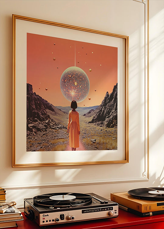 Een ruimtedisco collage kunstposter
