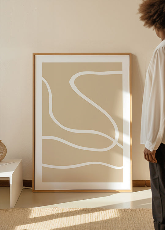 Beige lijnen 01 poster
