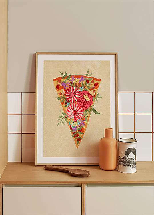 Plakje bloemenpizza