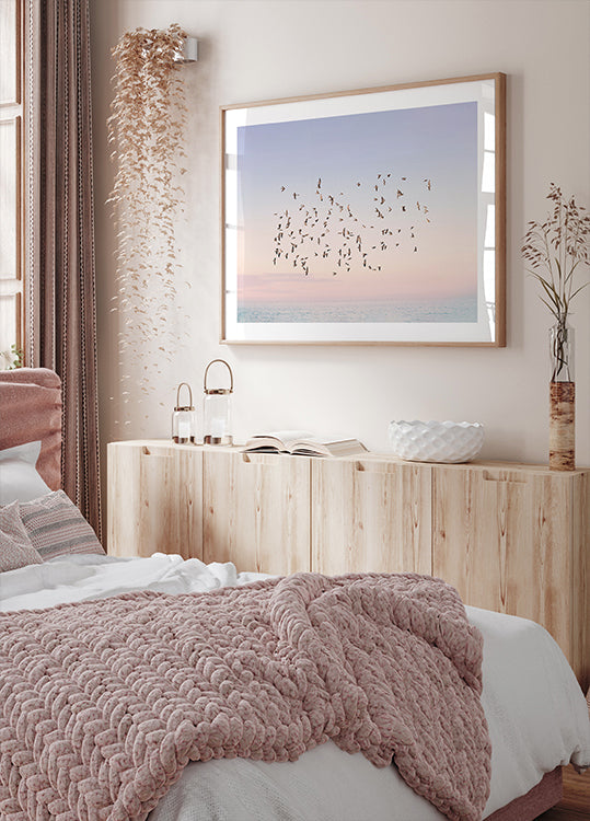 Zonsondergang vlucht poster
