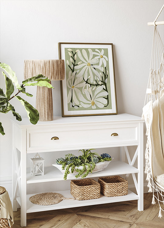 Ster Magnolia Florals op salie achtergrond poster
