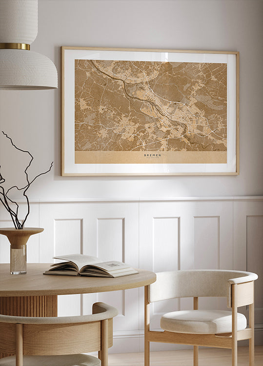 Sepia vintage kaart van Bremen Duitsland (NIEUW)