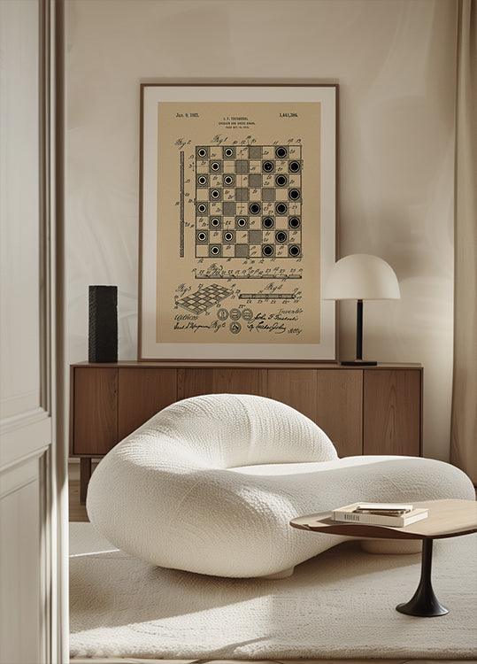 Checker en schaakbord patent 1921 poster