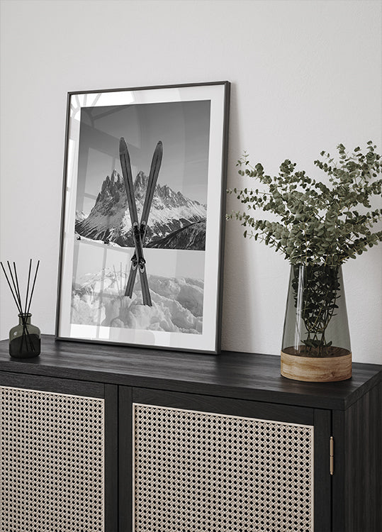 Gekruiste ski's poster