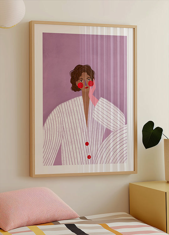 De vrouw met de roze handschoenposter