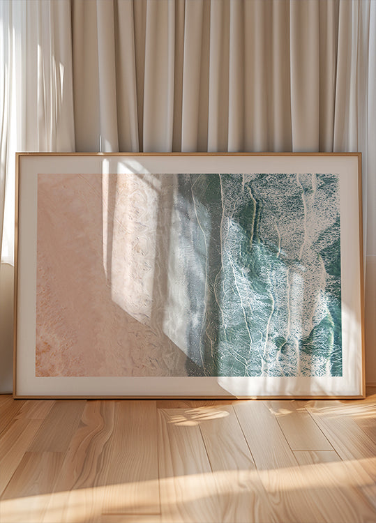 Roze en blauwe kustposter