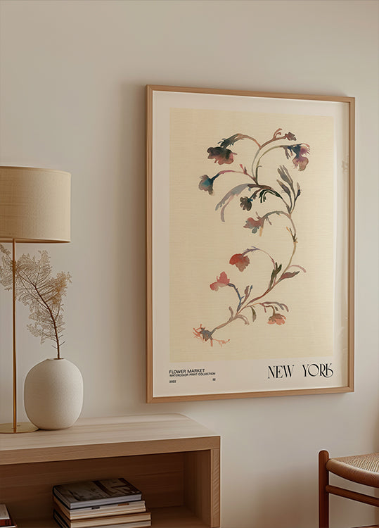 Collectie aquarelprints. Bloemenmarkt - New York