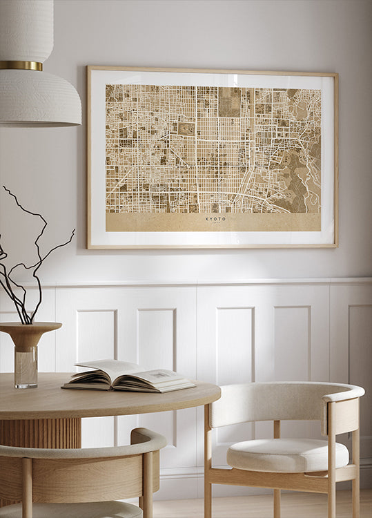 Sepia-kaart van Kyoto (NIEUW)