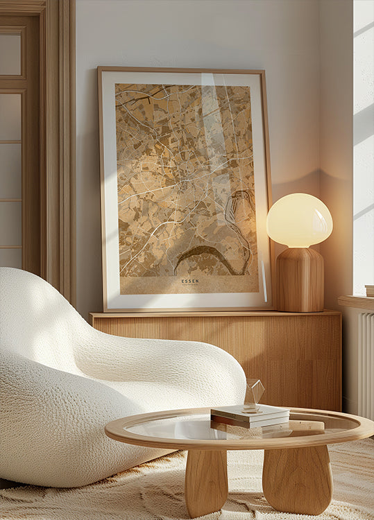 Sepia vintage kaart van het centrum van Frankfurt Duitsland (nieuw)