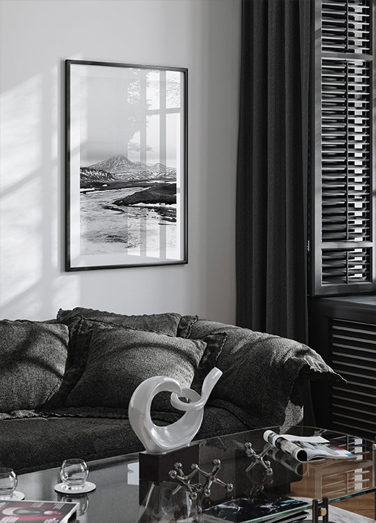 Frozen River IJsland zwart-wit poster