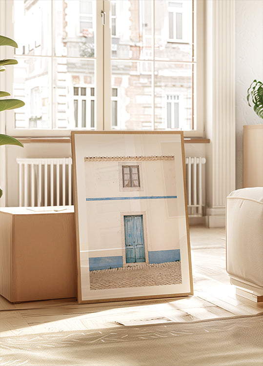 Ericeira blauwe deurposter