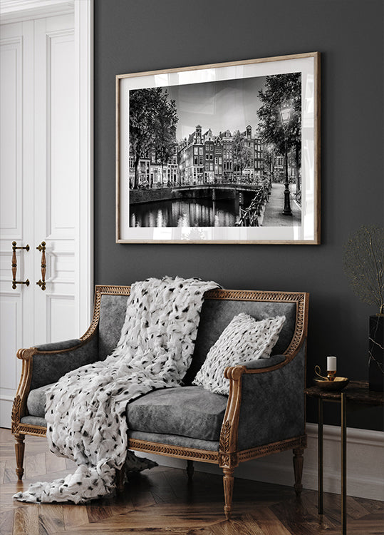 AMSTERDAM Idyllische impressie van Single - Monochrome Poster