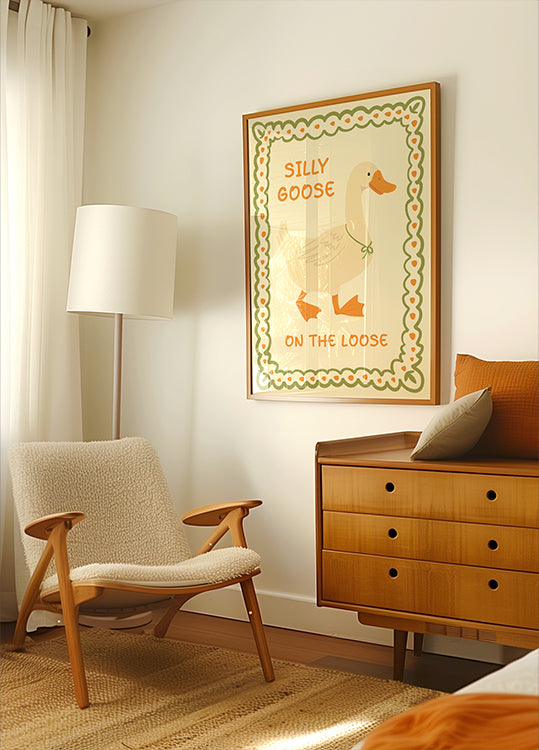 Poster met uitzicht op een rustig kustdorp