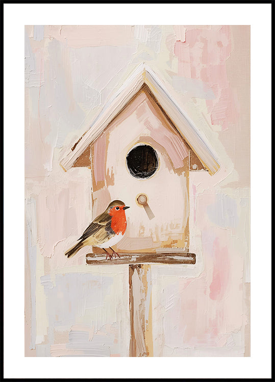 Vogelhaus mit Rotkehlchen Plakat - Posterbox