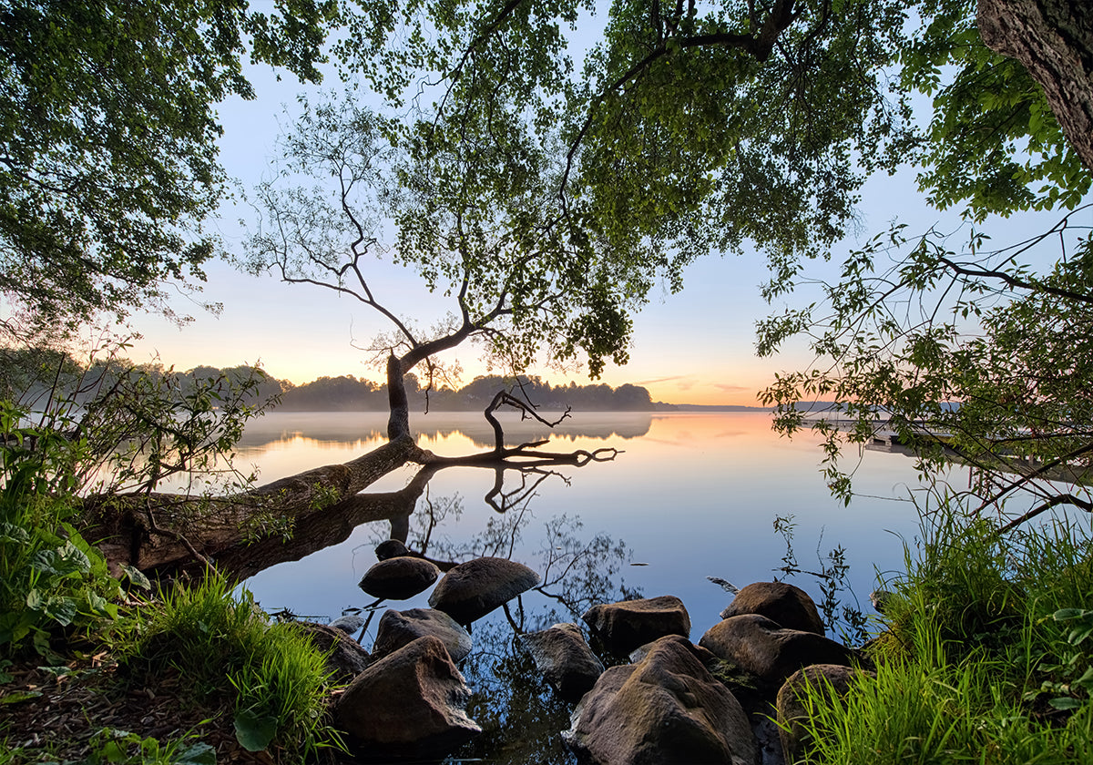 Poster met uitzicht op het meer