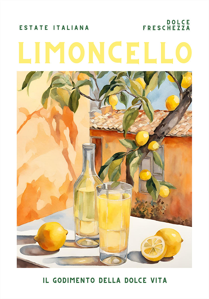 Limoncello, aquarel, frisse poster