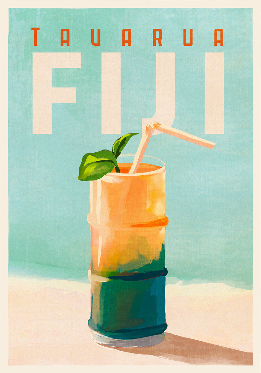 Tavarua Fiji Cocktail reizen kunstposter
