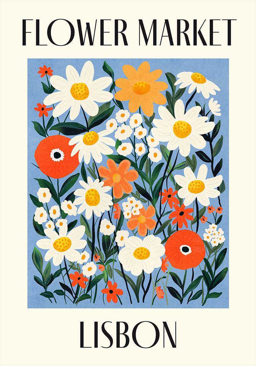 Bloemenmarkt Lissabon Portugal Poster