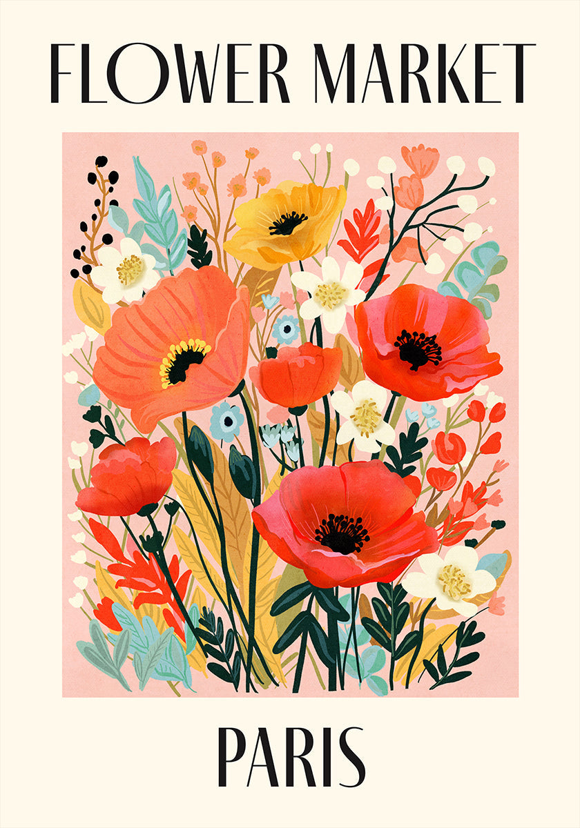 Bloemenmarkt Parijs Frankrijk Poster