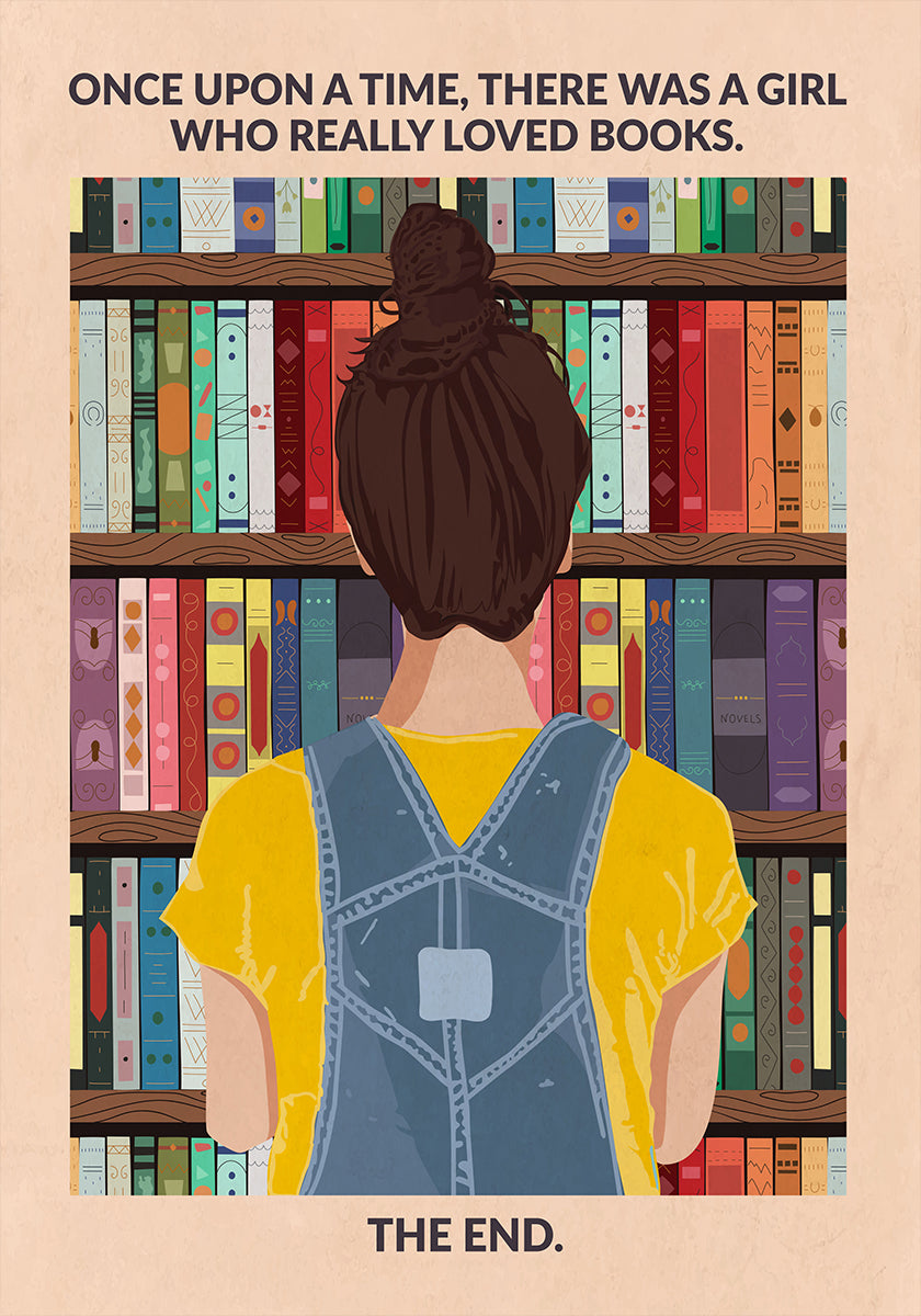 Boek meisje (brunette) poster